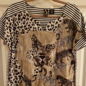 Spartelle cheetah print and stripes blouse sz PL